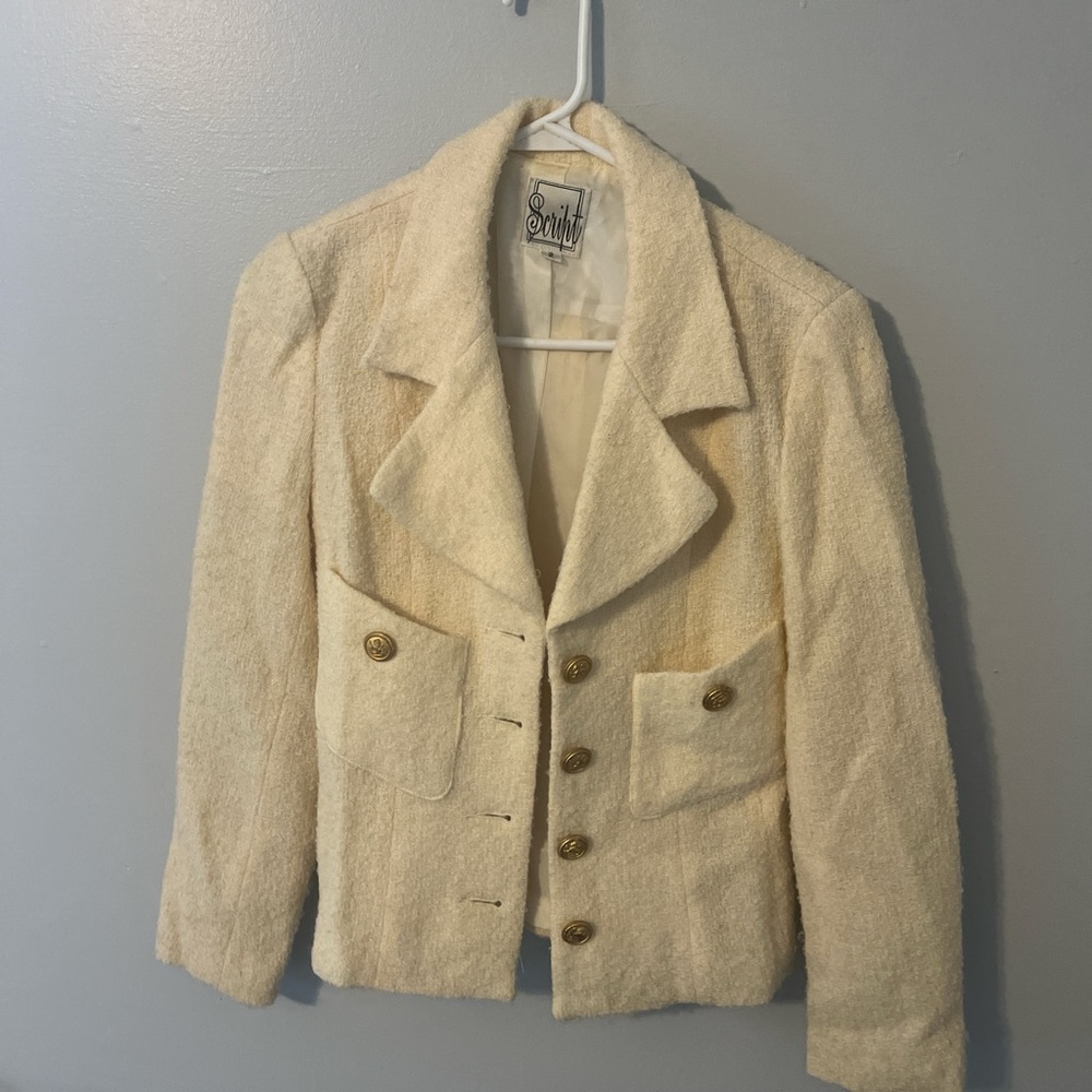 SMITH Women's Cream Blazer with Gold Buttons